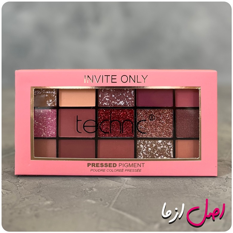 عکس پالت سایه تکنیک مدل اینوایت اونلی رنگ صورتی 16 رنگی اصل انگلیس Technic Invite Only Pressed Pigment Palette